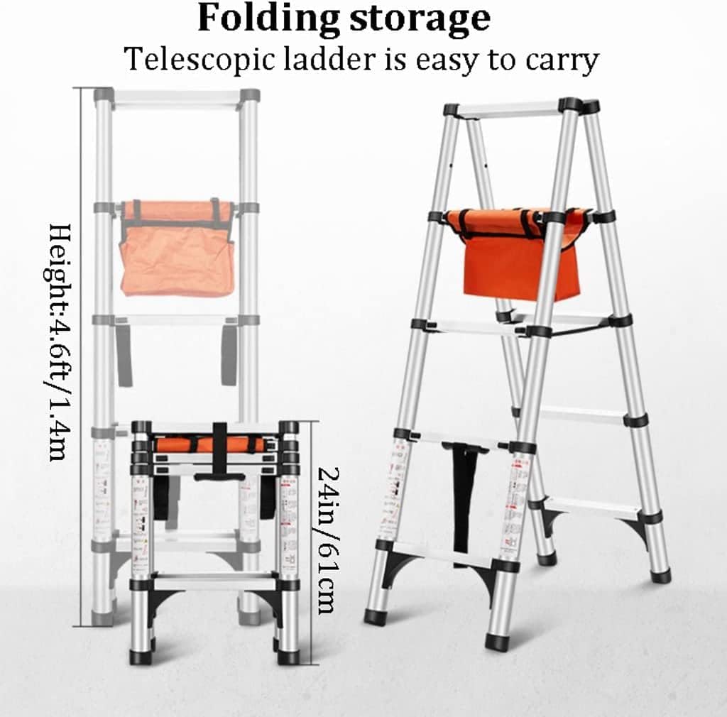 Telescoping Extension Ladder,Wide Pedal A-Frame Ladder Telescoping Ladder Portable Extension Ladder Aluminum Step Ladder for Home Industrial 330LB/150KG Capacity
