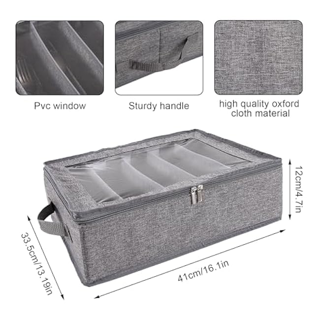 Flatware Utensil Storage Case With Adjustable Dividers,5 Compartments Zipper Flatware Storage Case, Silverware Storages Cases With Handles And Organizes Cutlery Stackable