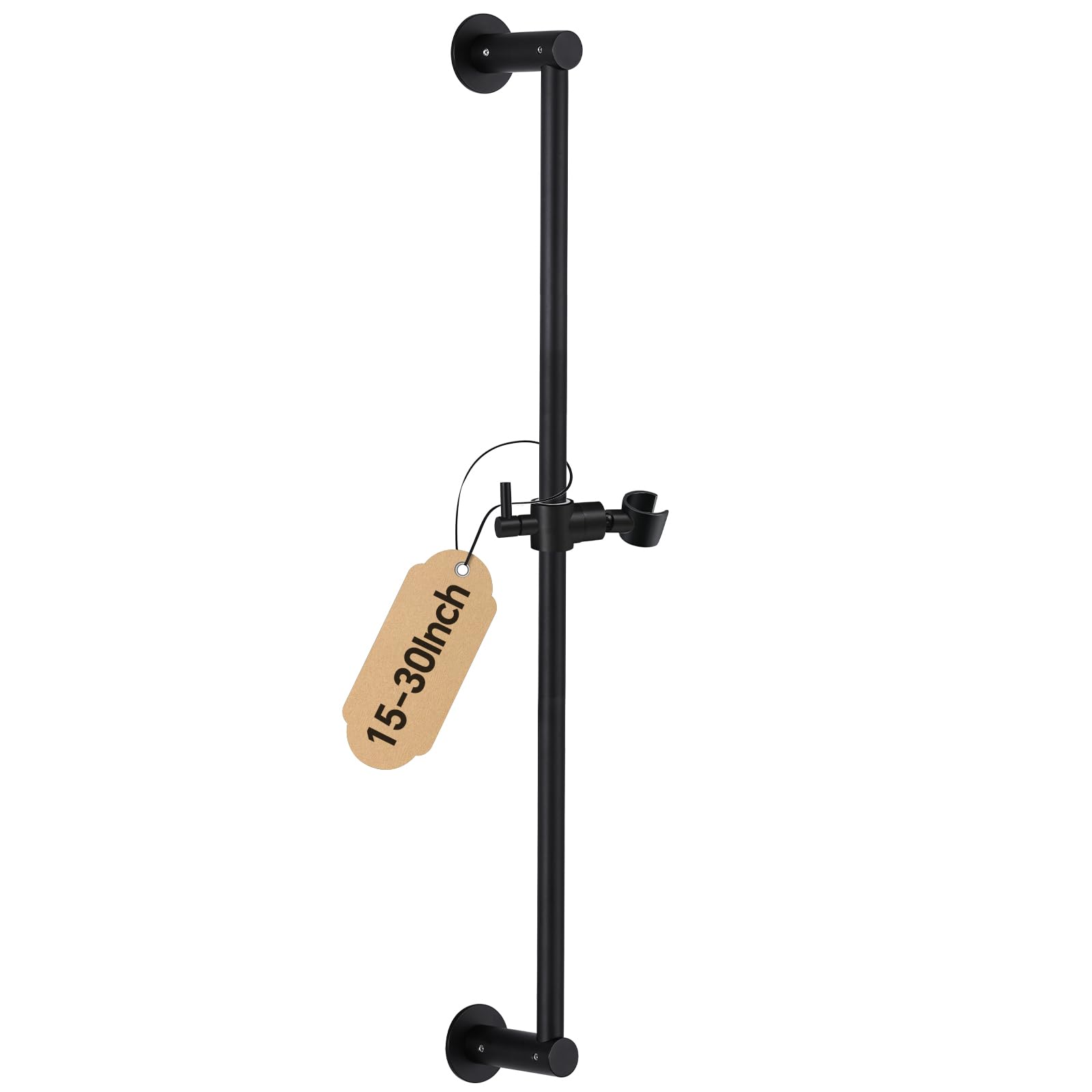 Photo 1 of Shower Slide Bar Adjustable Handheld Shower Head Holder Wall Mount - 30inch All-Metal Shower Head Slide Bar Compatible with Bathroom Drill Free Glue Installation - Black