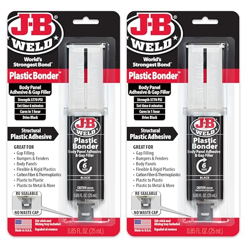 J-B Weld Plastic Bonder Black 25ml Syringe - 2 Pack (50139-2), 25 ml - 2 Pack