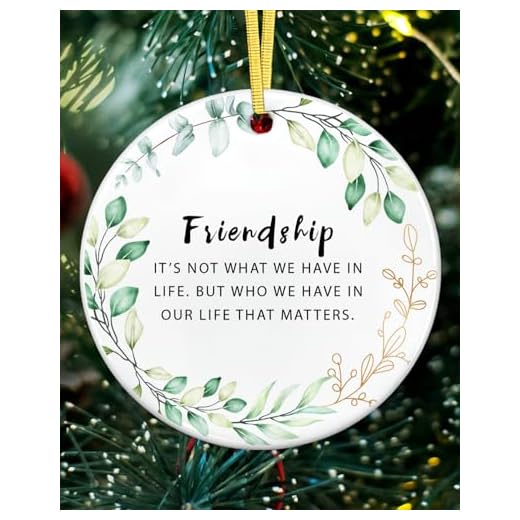 Enfeites de amizade, presentes de amigos para mulheres e homens, presentes de amizade para amigas e mulheres, enfeites de Natal de cerâmica com caixa de presente