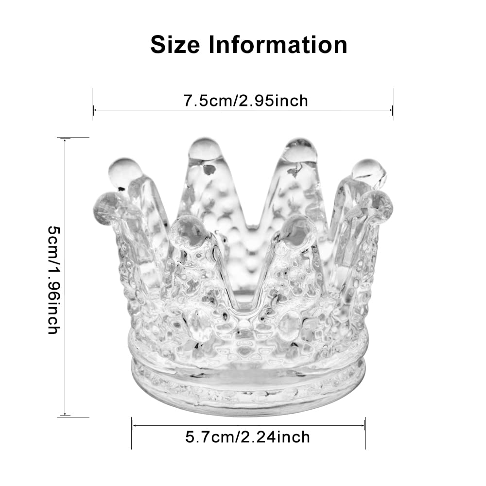 BTGLLAS Set of 12 Crown Glass Tealight Candle Holder,Votive Candle Holders for Wedding, Party, Home Decoration, Jewelry Storage Tray,2 Colors Choose (Clear-12pcs)