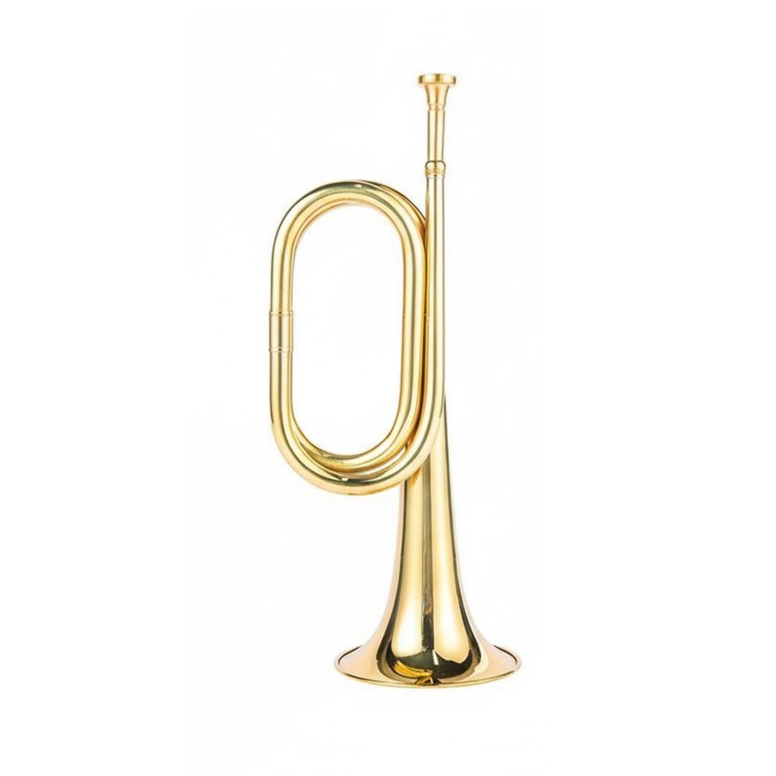 TISHITA Tromba Ottone Bugle Strumento a Fiato Corno Senza Pistoni Corpo in Ottone Lucidato Design Facile da Suonare Adatto per Bande Scolastiche Cerimonie, Grande, Mp Originale