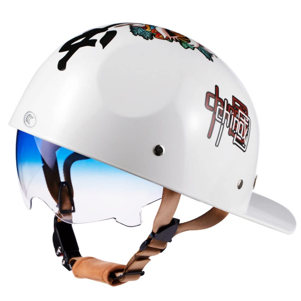 Xyyym Men's O Motorcycle Half Helmet, Personalized Retr Half Helmet, Ece/Dot Certification, Built-In Sunglasses, Unique And Exquisite Appearance, Suitable For And Wo, Comfortable Lining