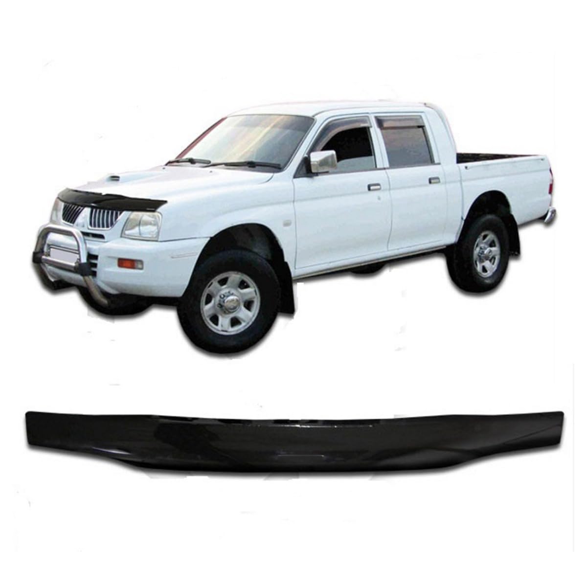 SCOUTT Deflettore Protezione Cofano per Mitsubishi L-200 1999-2006, Migliora l'Aerodinamica dell'Auto, e Spoiler, Nero