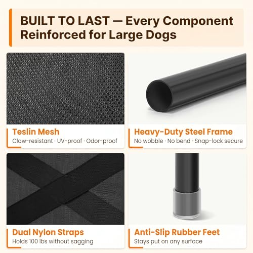 Image of Petsfit 48 Inch Elevated Dog Bed for Large Dogs, Patented Anti-Sag Cot