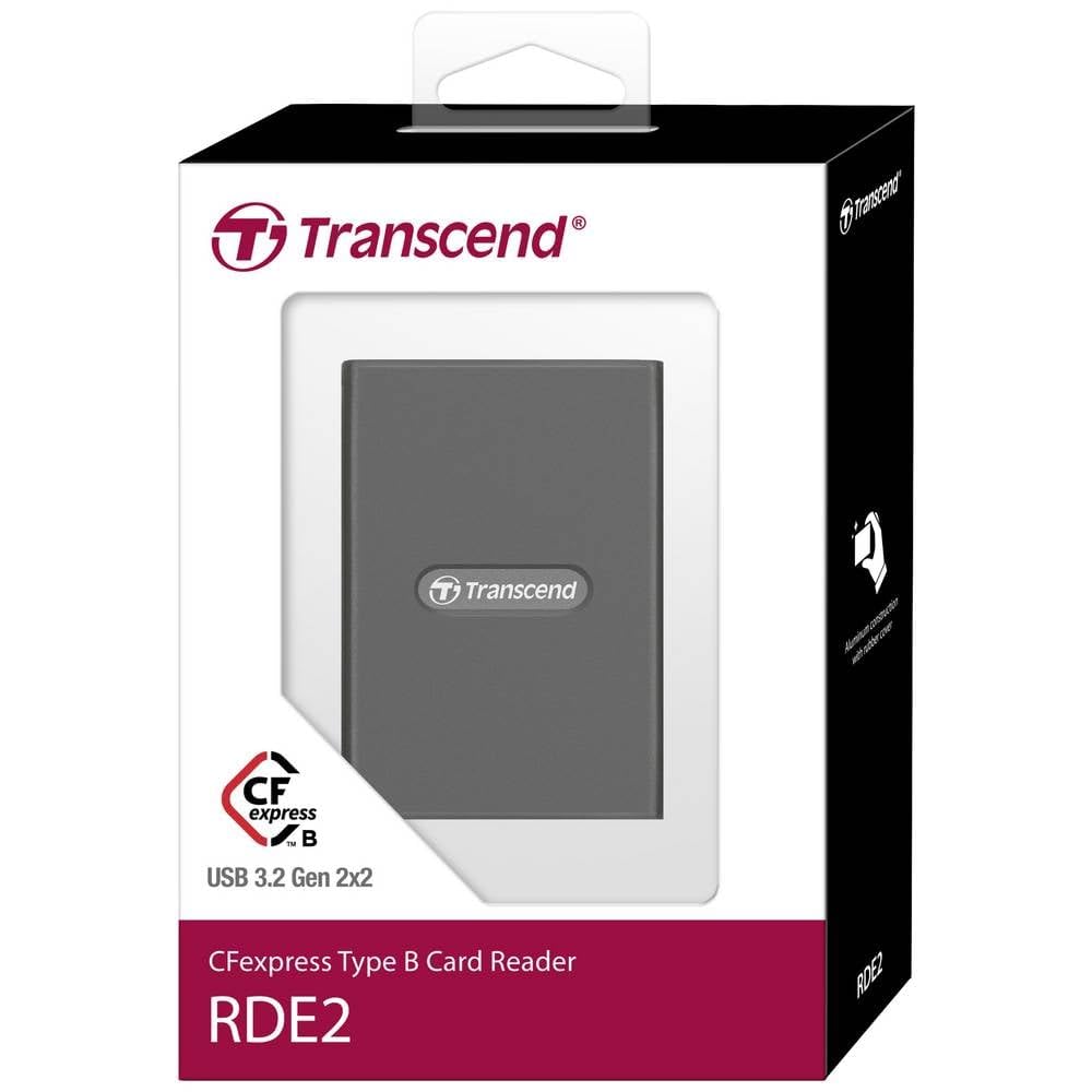 Transcend RDE2 CFexpress Type B Kartenleser USB 3.2 Gen 2x2 – 20Gbps High-Speed Speicherkartenleser, inklusive USB-C & USB-A Kabel, Schwarz – TS-RDE2