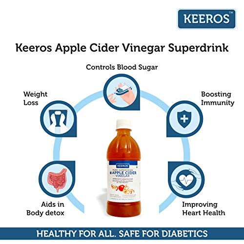 Image of Keeros Apple Cider Vinegar with Mother Vinegar - 100% Natural, Raw, Unfiltered & Unpasteurised (Nutrition Supplement & Drink for Weight Loss, Glowing Skin, Hair Growth)