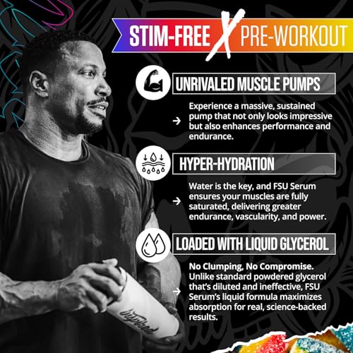 Image of Inspired FSU Serum Liquid Glycerol, Stim Free Pre Workout Pump, Non Stim Preworkout, Caffeine Free, Stimulant Free, 20g GlycoClear, 2g Betaine Nitrate (Sour Rainbow)