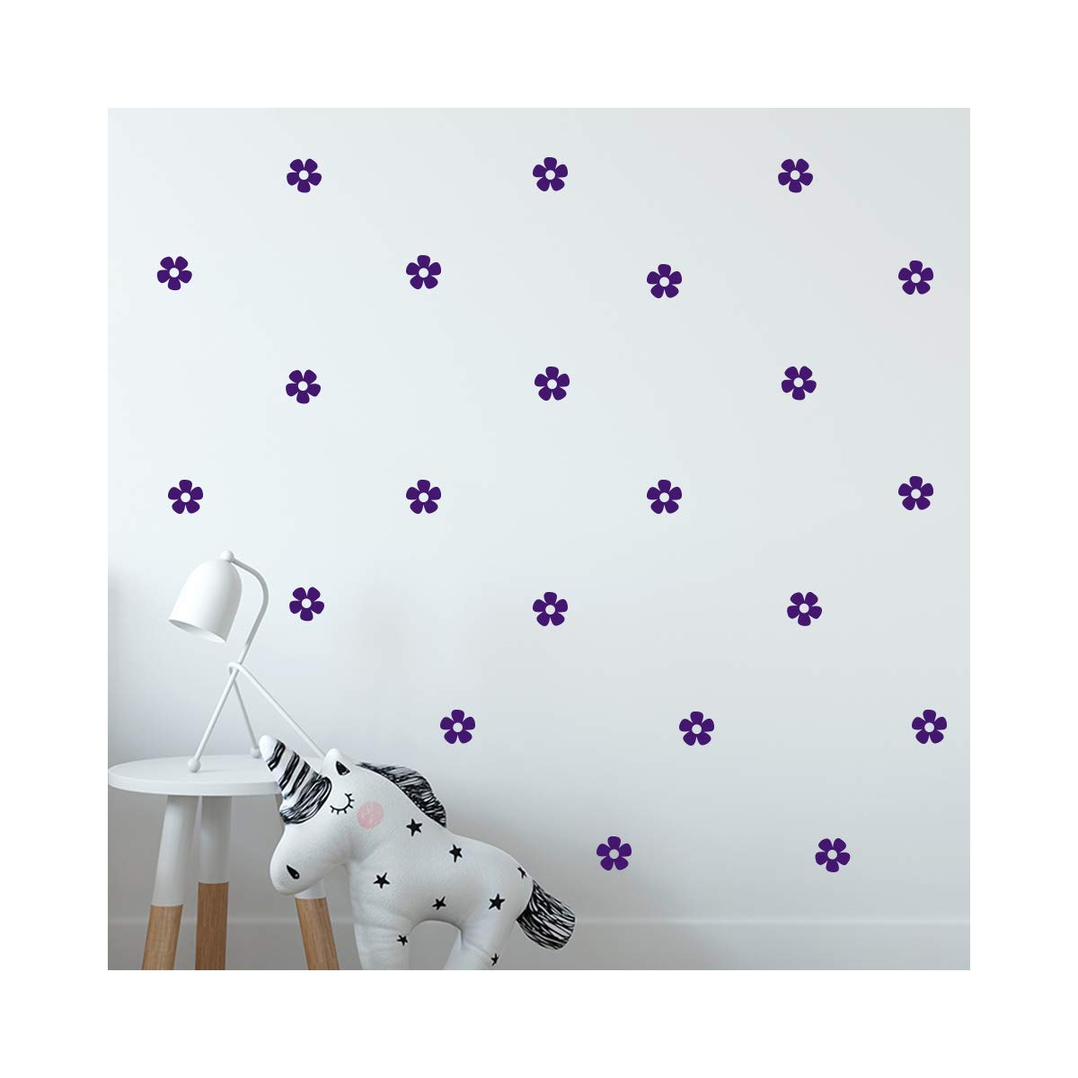 StickerDeen | Flower Wall Stickers - Decoration Removable Nursery, Baby Bedroom Art Vinyl Decal Gift | (Pack of 80) (Purple)