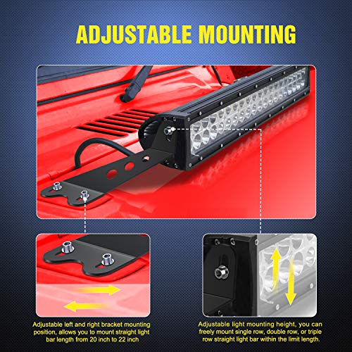 Image of Nilight 2PCS Hood Mounting Brackets for 20 inch LED Light Bar on Jeep Wrangler JK 2007-2017, 2 Years Warranty (90040B), Black