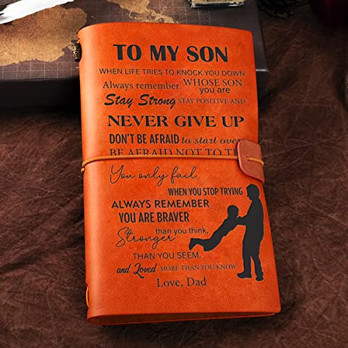 Carnet de notes en cuir To My Son : ne manquez plus d'idées de cadeaux de papa - 3
