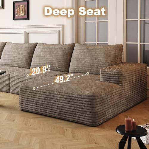 Image of 96 inch Sectional Couches for Living Room Cloud Couch Sofa with L-Shape Upholstered Boneless Couchs Modern Modular Sectional Couch with Chaise