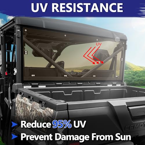 Image of StarknightMT Rear Windshield Compatible with CFMOTO UFORCE 1000 2019-2026 &1000XL 2022-2025, UV-Proof PC Back Window Accessories, Tinted (Not for U10 Pro)