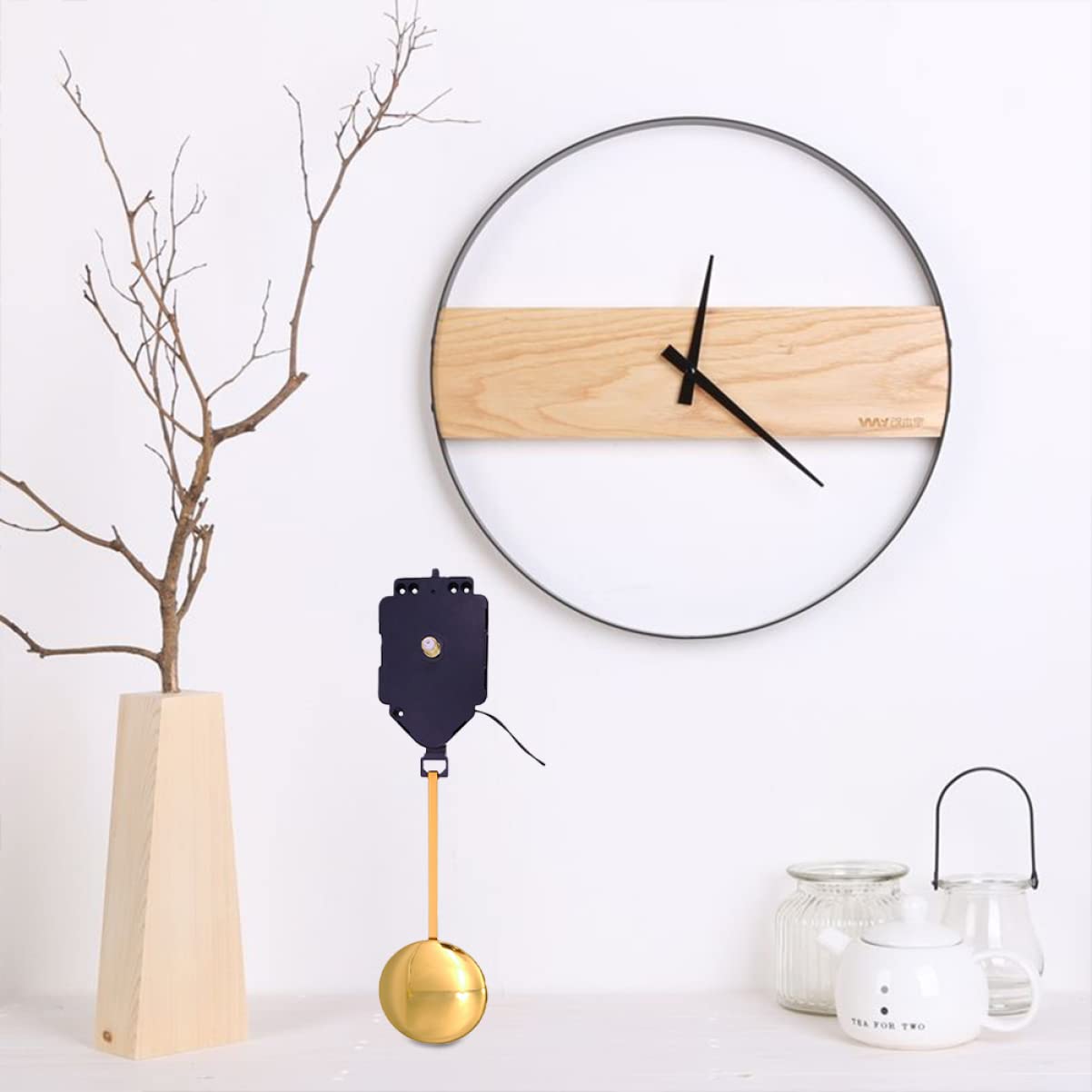 UKCOCO 2sätze Pendeluhrwerk DIY Reparatursatz Mit Musikbox Geräuschloses Uhrwerk Für Wanduhr Inklusive Goldenem Pendel Und Zeigern Für Kreative Uhrenprojekte Und Reparaturen
