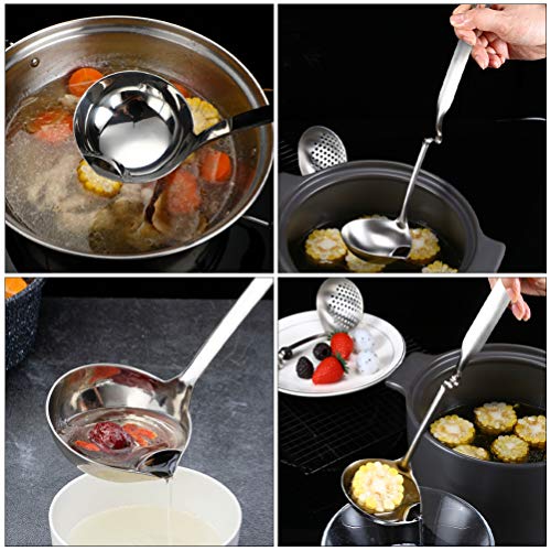 Hemoton Concha de sopa separador de óleo, cabo ergonômico, removedor de gordura, colher de filtro de