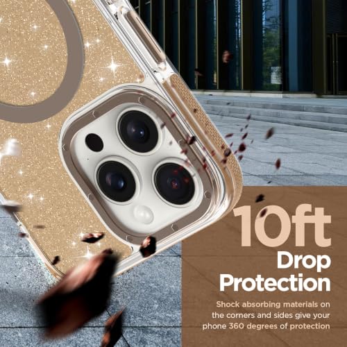 Image of Magnetic Case for iPhone 16 Pro Max [Compatible with Magsafe] [Bling Glitter Fluorescent Design] [1 Screen Protector] Slim Translucent Matte Case for iPhone 16 Pro Max 6.9 inch 2024, Desert