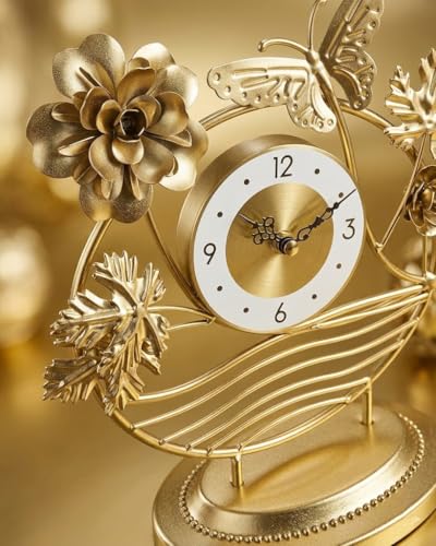Image of Table Clock,Desk Clocks,Metal Clock,Classic Mantel Clock,for Living Room,Office,Kitchen, Bedside (PK-09)