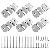 Alamic Flush Mount Bracket Interlocking Photo Frame Hook 43 x 19mm Stainless Steel Picture Hanger Z Clip Bracket Headboard Wall Mount Hardware - 6 Sets with Mounting Screws