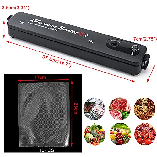 XUBX Vakuumierer, Vakuumiergerät, kompakter Folienschweißgerät mit 10 Vakuumierbeutel, Lebensmittelretter mit Trocken… – Bild 3