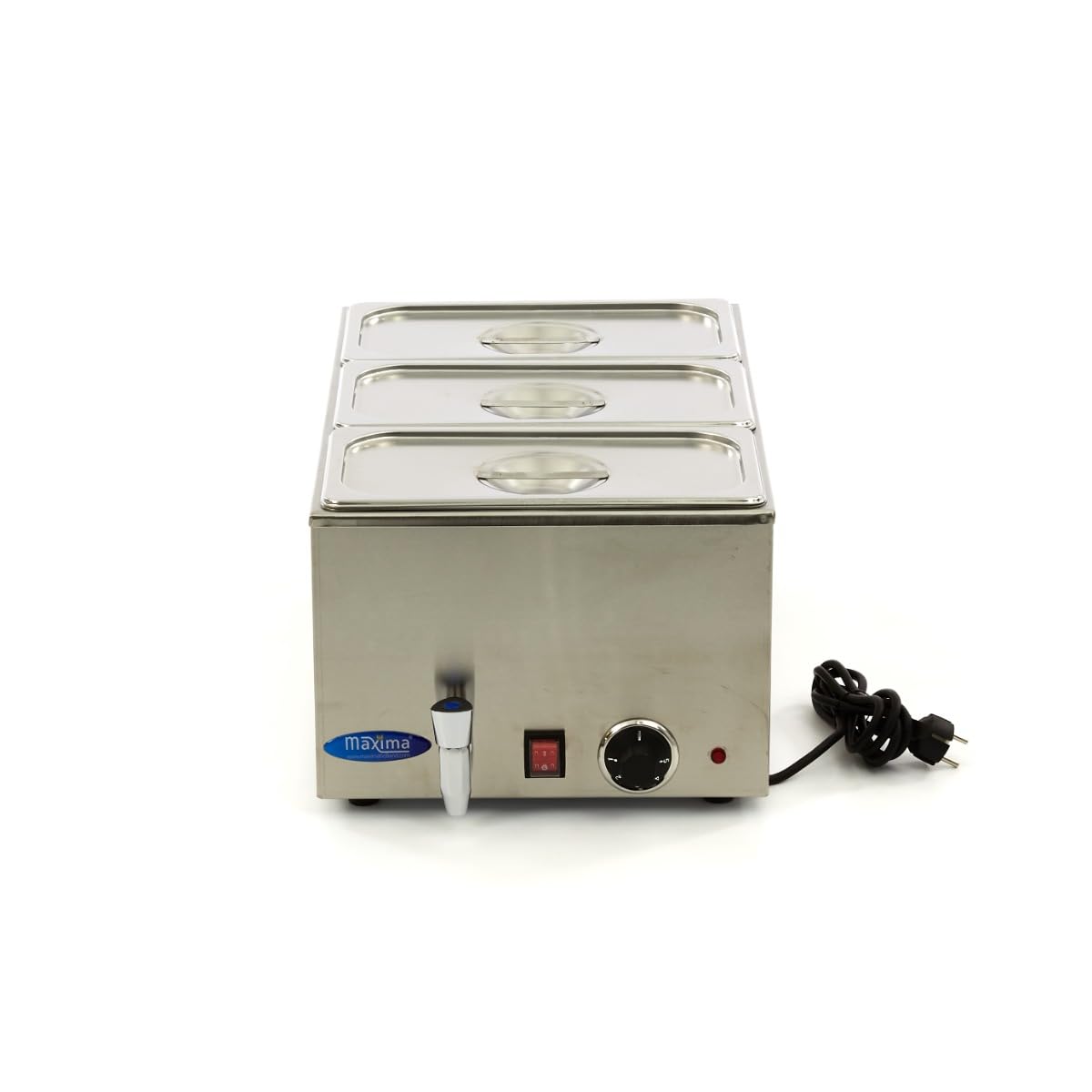 Bagnomaria con Rubinetto incl. Set 3X 1/3 GN Elettrico - Acciaio Inox - Professionale - con Contenitori Gastronorm - Mantiene Caldi Gli Alimenti