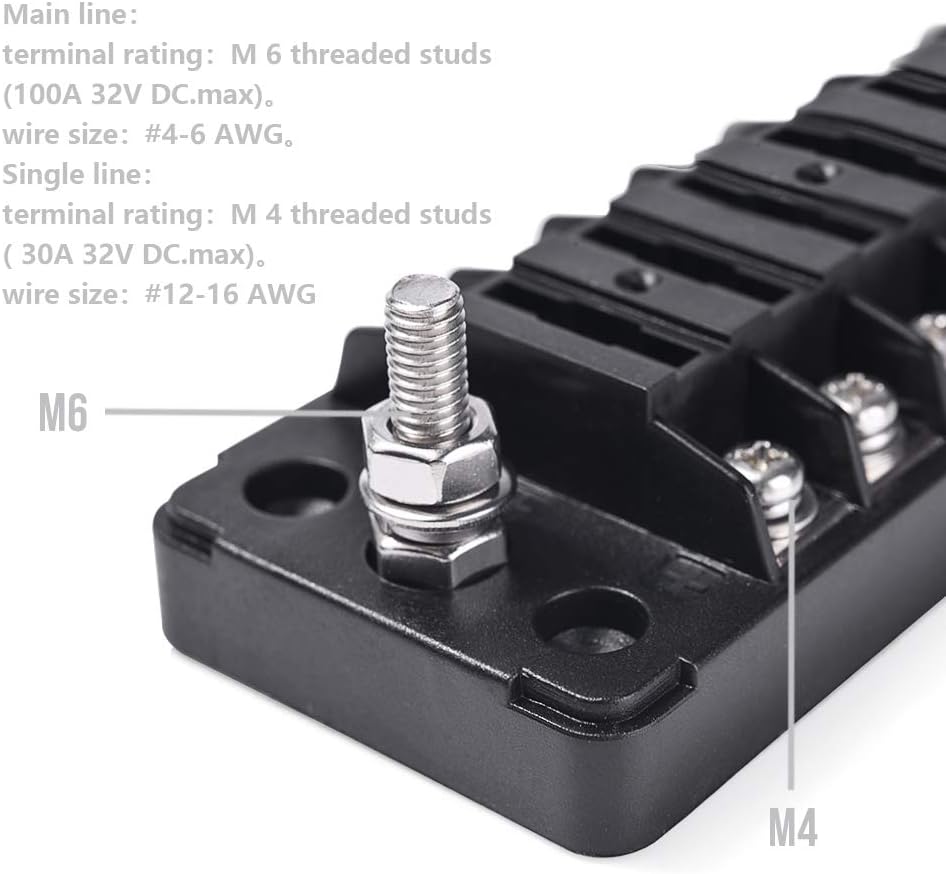MICTUNING 6-Way Blade Fuse Block with Cover Fuse Box Holder for Vehicle Boat Marine : Automotive