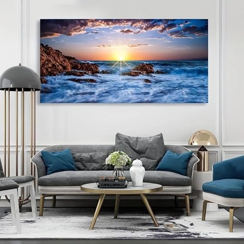 Tableau vagues de l ocean sans cadre XINBAO pour transformer un mur vide