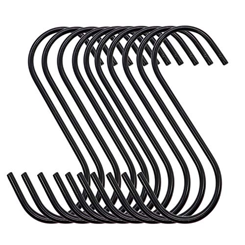 30 Pack ESFUN Heavy Duty S Hooks Black Steel S Shaped Hooks for Hanging Pans Pots Plants Bags Towels Kitchen Hooks Hanger, Large 3.5 inch