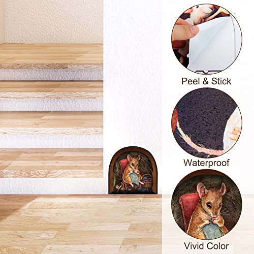 Cartoon 3D Mouse Hole Wall Decals Cute Mouse In Wall Funny Mice Wall Decals Gift For Kids Room Baby Nursery Kitchen Loft Stairs Decoration Cartoon Mouse Wall Decor #TOP3