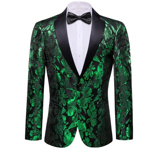 Image of Barry.Wang Mens Floral Blazer Suit Jacket Notched Lapel Casual Sport Coat | Flowers Jacquard One Button Tuxedo for Prom Wedding Party Disco Dinner Banquet Cocktail Homecoming Travel,Regular Fit