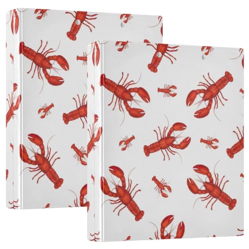 Classeur à 3 anneaux avec poches pour l'école et le bureau motif homard Ex2