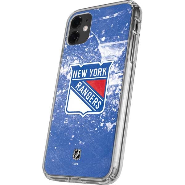 Skinit Clear Phone Case Compatible with iPhone 11 - Officially Licensed NHL New York Rangers Frozen Design