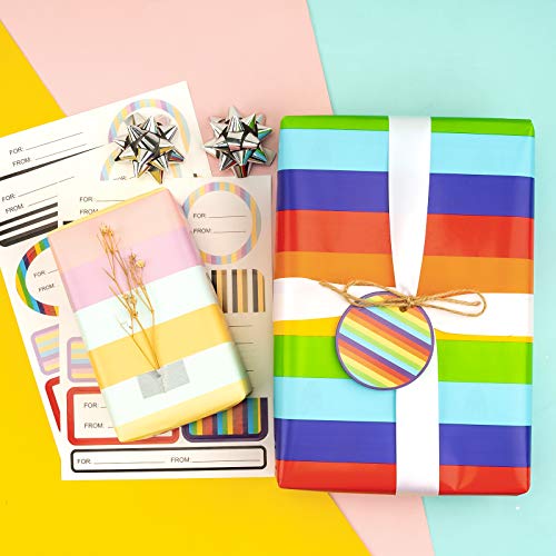 RUSPEPA Cadeaupapierset – minirol met strik en lint en cadeaulabels en stickers – 43,2 x 305 cm per rol – gekleurde… - Afbeelding 6