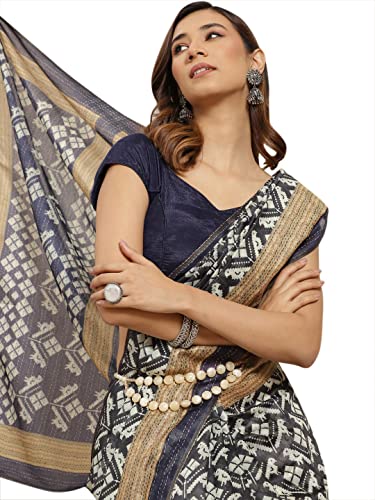 Image of Amazon Brand - Anarva Women's Kalamkari Saree With Blouse Piece