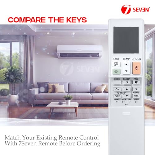 Image of 7SEVEN Compatible with Mitsubishi AC Remote Control Model 304 Suitable for 1 1.5 2 Ton Split and Window Air Conditioner - Match Each Key by Key Exactly with existing Remote Function