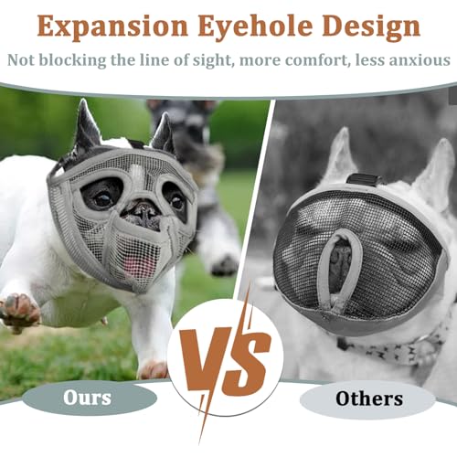Image of Mayerzon Short Snout Dog Muzzle for French Bulldog with Full Pant Design to Prevent Eating Biting, Soft Mesh Dog Muzzle for Shih Tzu Pug English Bulldog for Grooming Walking, Allow to Drink and Feed