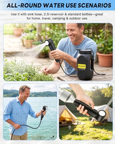 Bidé portátil recargable eléctrico para viaje con batería de 1600mAh, tanque de 2.5L, modos de rociado dual (chorro/ducha), bidé impermeable IPX6 personal para hogar y baño miniatura 5