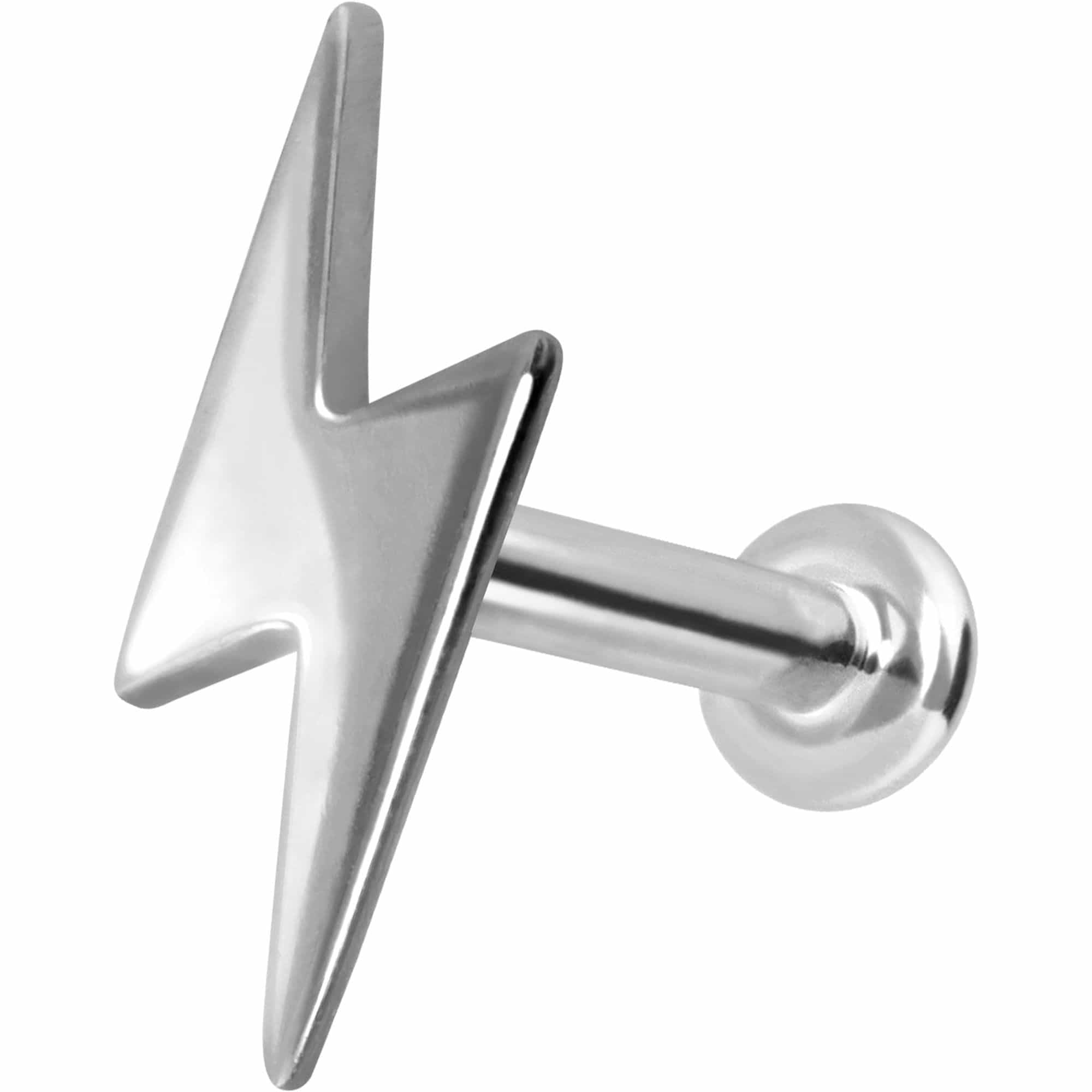 PIERCINGLINE Piercing Stecker 14 Gold Labret mit Push Fit BLITZ 585er Gold - Roségoldfarben, Goldfarben, Silberfarben