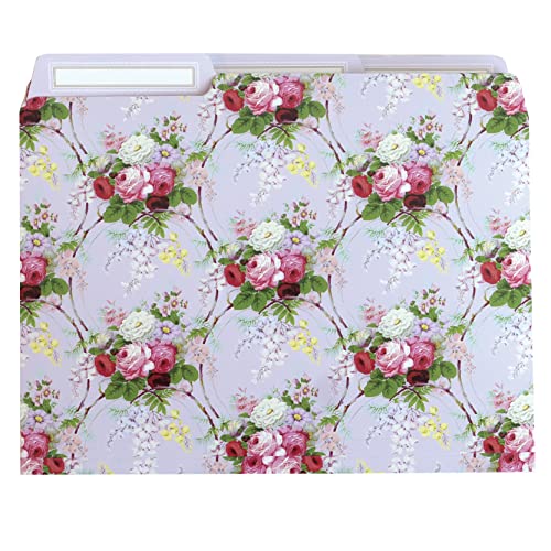 Anna Griffin Lillian File Folders - 3 Staggered Tabs of Stylish Floral File Folders for Home, Office or School File Organization - Decorative File Folders in Lillian Design -11.5" x 9.5" x 12 Folders