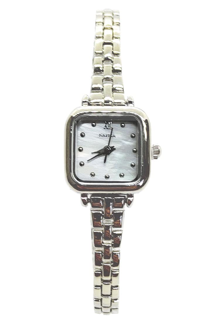 ChronomartNafisa Small Size Women's Silver Color Square Case Stainless Steel Strap Wrist Watch NA-0254