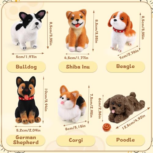 Image of Mayboos 6 Pcs Needle Felting Kit, Animal Needle Felting Beginner Kits Wool Felt Needle Felting Tools with Instruction for DIY Craft Animal Home Decoration (Cute Dog)