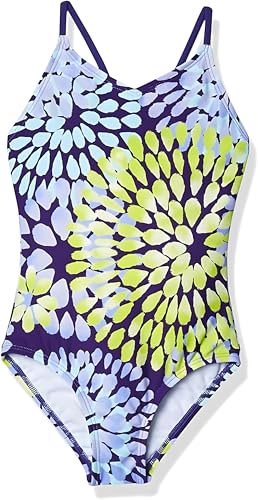 Kanu Surf Girls Beach Sport 1-Piece Swimsuit, Daisy Purple, 7
