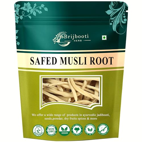Image of Brjijbooti Safed Musli 100 gram | Chlorphytum Borivillianum Root | Siva Musli Podi | Shweta Musli |Pure & Natural