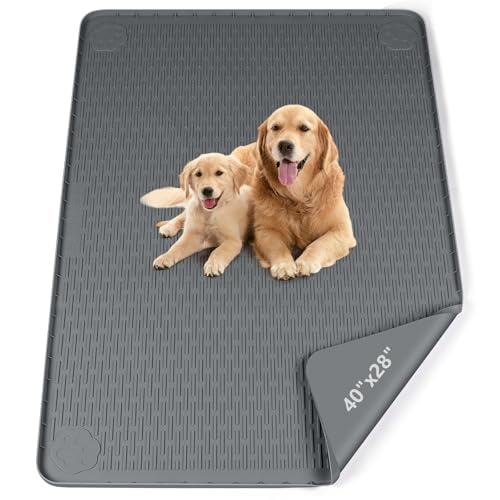 Pee Pads for Dogs, 40" x 28" Extra Large Reusable Silicone Mat, Washable Puppy Training Pads for Potty Training, Non-Slip, Leak-Proof, Indoor Floor Protection (Dark Grey)