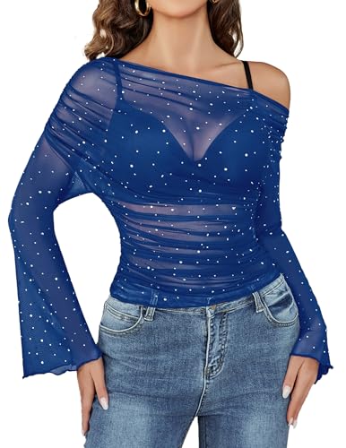 Haut en maille femme strass chic et sexy pour soirée clubbing