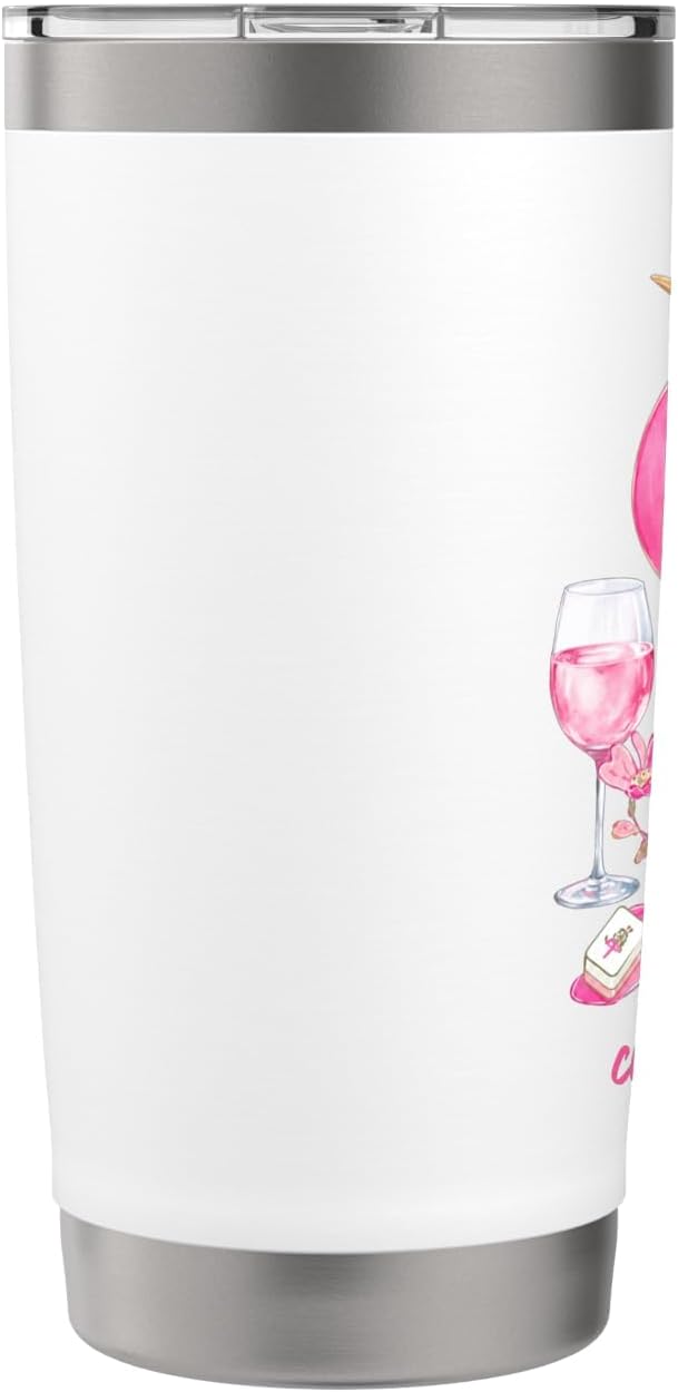 Mahjong Cheers Bird Bam Preppy Mah Jong Player Wine Party Stainless Steel Insulated Tumbler image 4