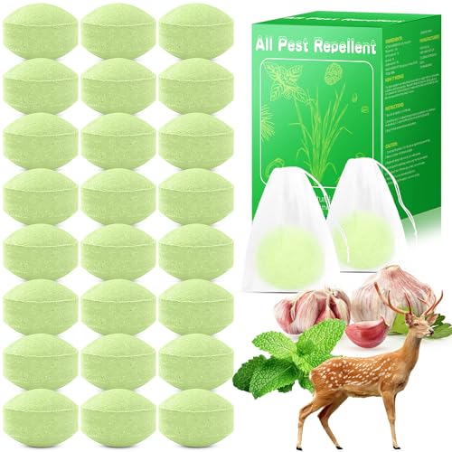 24 Pack Deer Repellent Peppermint Oil to Keep Deer Away from Plant, Powerful Deers Repellent for...