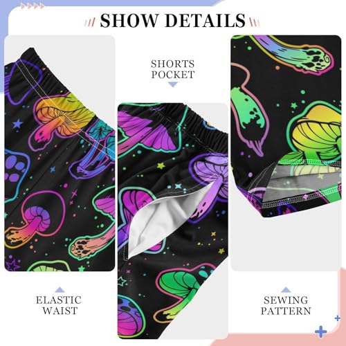 ZZXXB Mushroom Galaxy Print Boys Long Pants Soft Trousers Elastic Waist Kids Lounge Bottoms with Pockets S-XL4