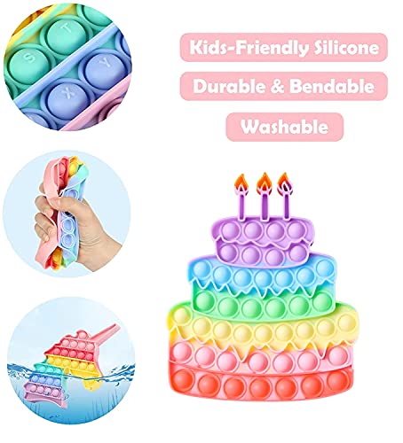 Hnsmart Pretty Cute Birthday Cake Push Pop Bubble Fidget Toy, It Is Fidget Silicone Pop Bubble Sensory Stress Relief Toy, Anxiety And Stress Relief For Autism For Kids Girls Adults. (Birthday Cake) #TOP3