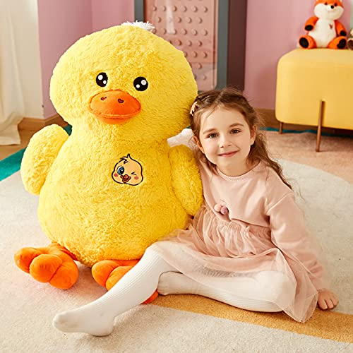 Image of IKASA Large Duck Soft Toy Giant Duck Plush Toys for Children - Giant Cuddly Toy Large Plush Toy Cute Giant Fluffy Plush Toys Duck Jumbo Stuffed Toys Plush Toy (Yellow, 50 cm)
